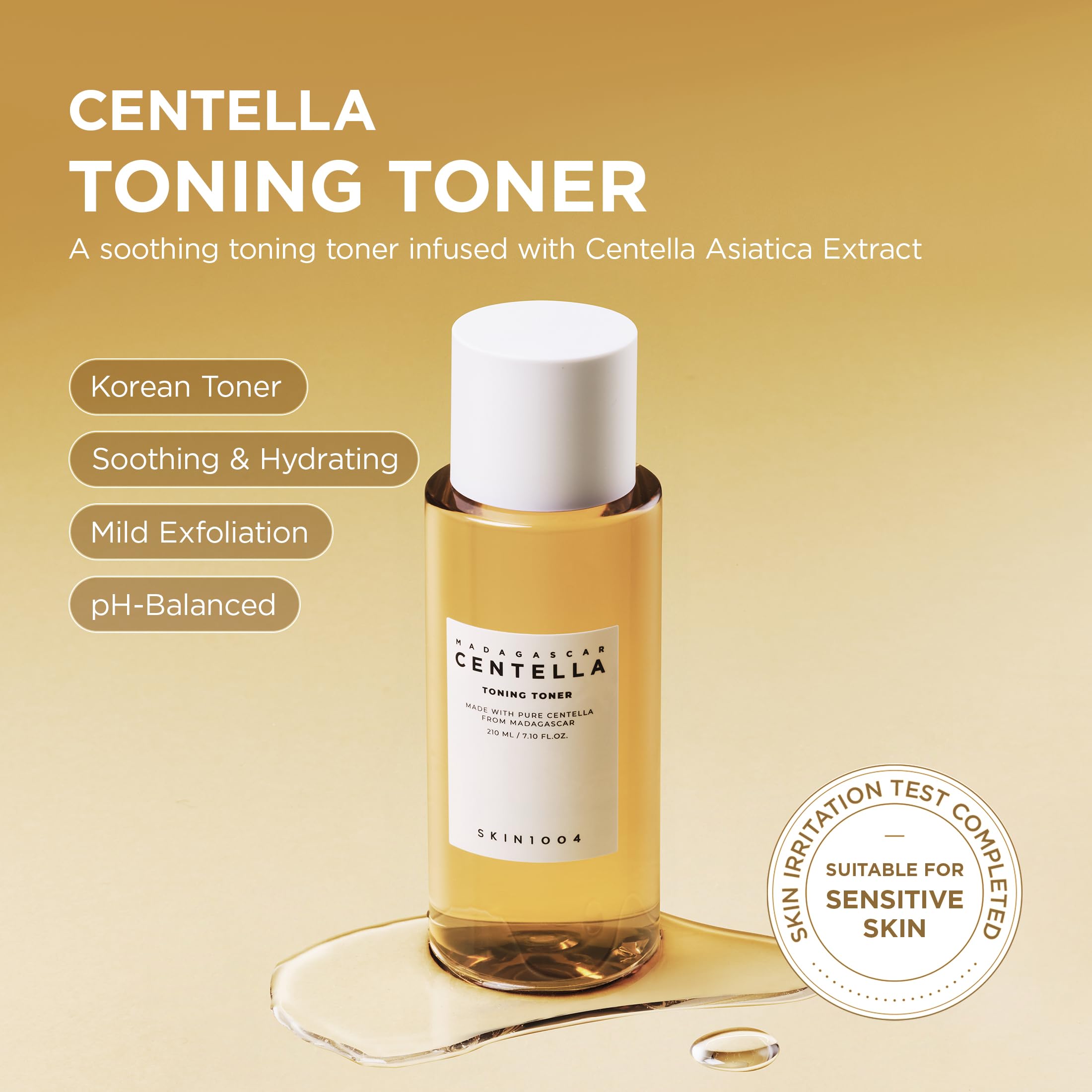 SKIN1004 Centella Toner cotton-pad-use shows gentle exfoliation and prepped skin for serums