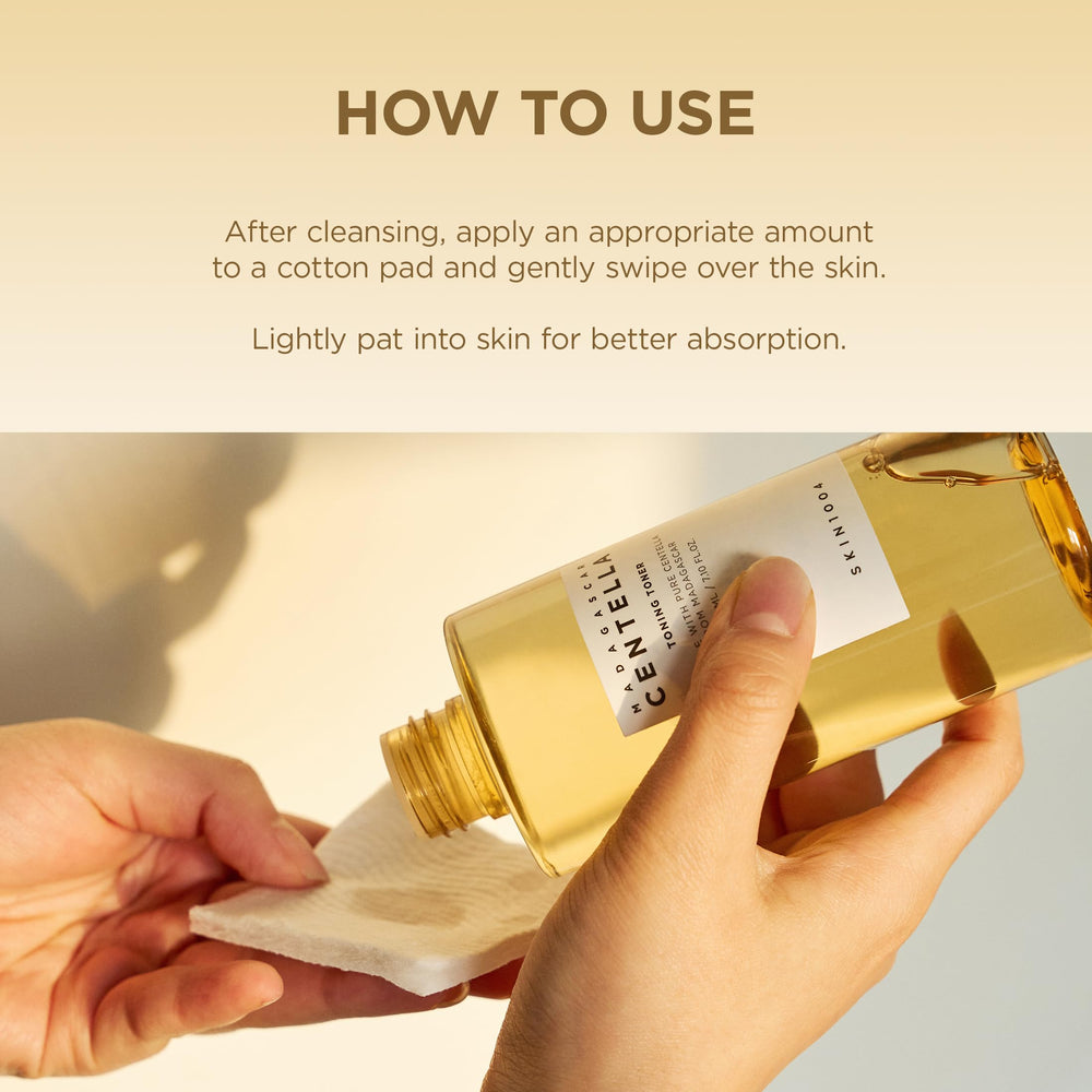 SKIN1004 Centella Toner packaging-side highlights clean, dermatologically tested formula
