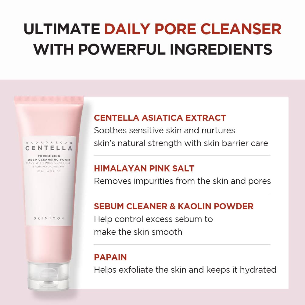 SKIN1004 foam application on skin demonstrates even cleansing action