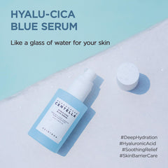 SKIN1004 Hyalu-Cica Blue Serum pump demonstrates easy, even application for refreshed skin.