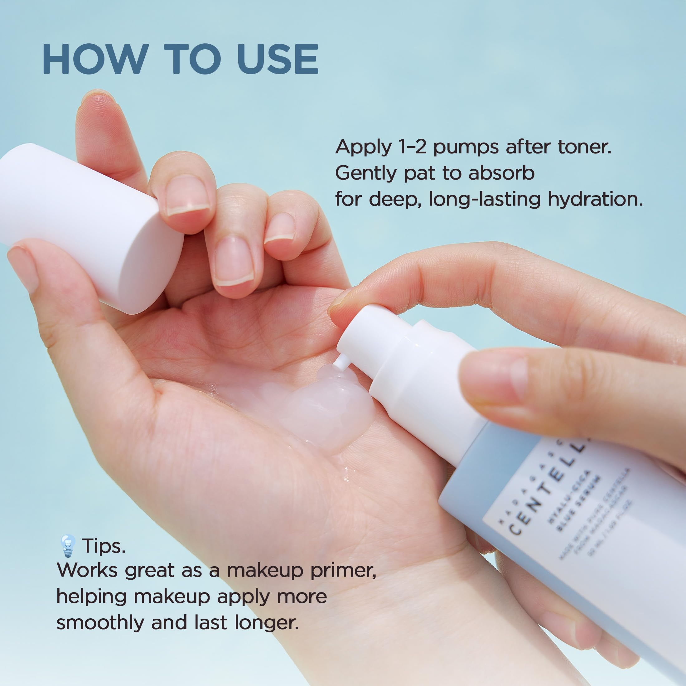 SKIN1004 Hyalu-Cica Blue Serum label highlights barrier-friendly formula for balanced skin.