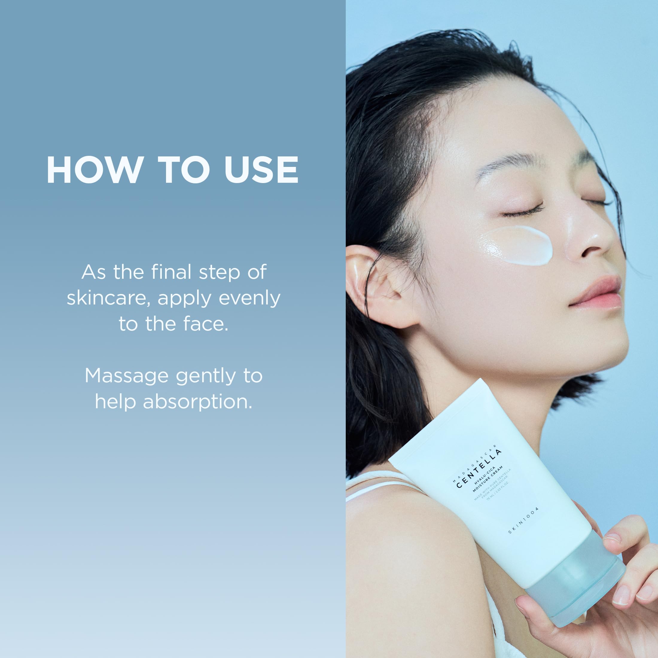 Skin1004 Hyalu-Cica Moisture Cream dermatology-tested formula supports sensitive skin.
