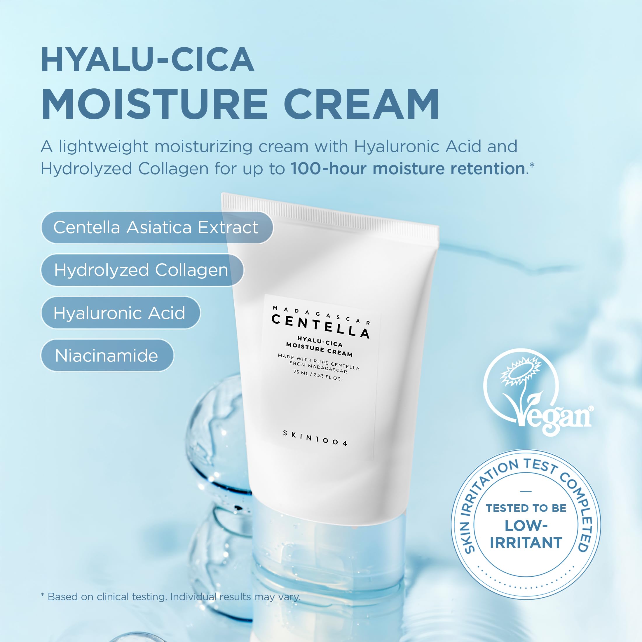 Skin1004 Hyalu-Cica Moisture Cream texture close-up shows quick absorption.