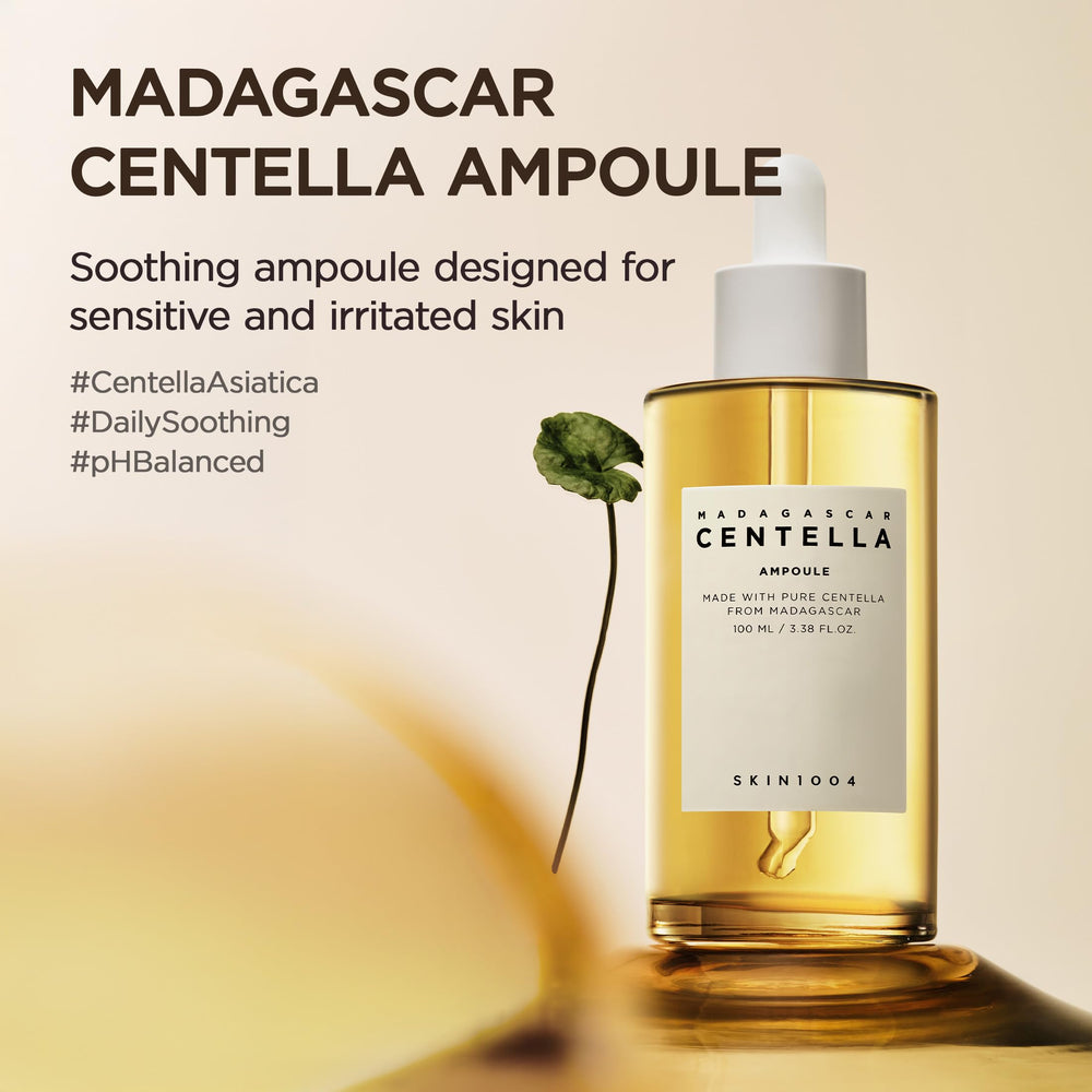 SKIN1004 Madagascar Centella Ampoule label detail emphasizes Madagascar Centella benefits