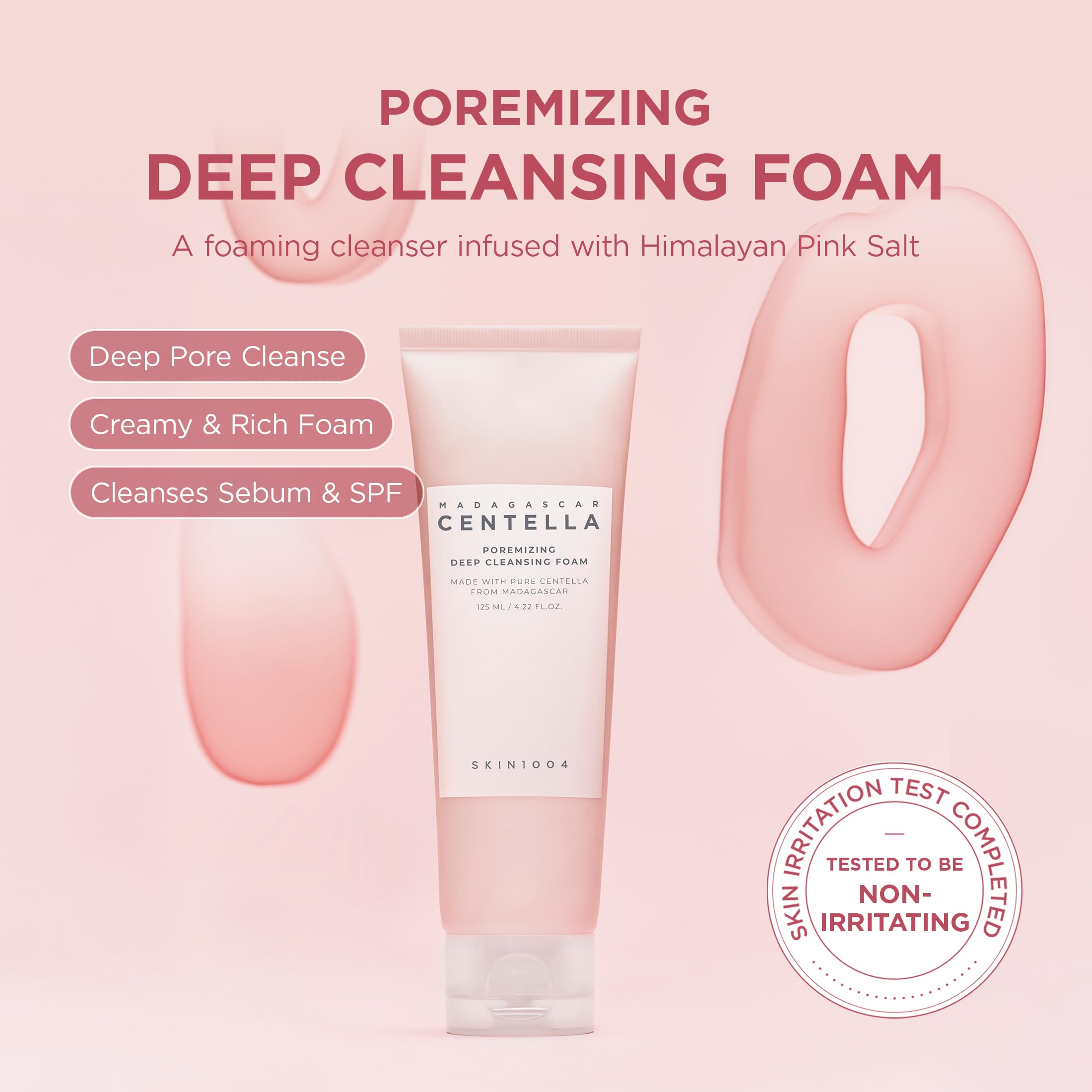 SKIN1004 Madagascar Centella foam lather demonstrating creamy texture for makeup removal.