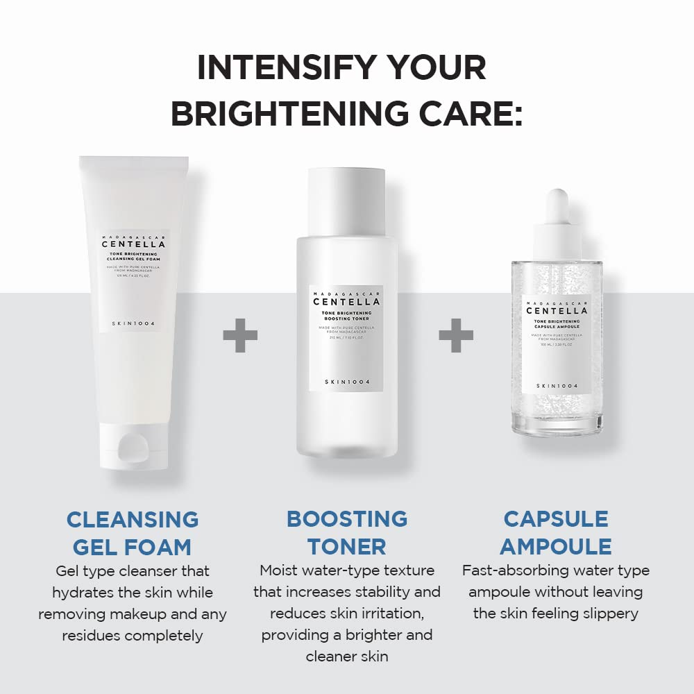 SKIN1004 Madagascar Centella Tone Brightening Cleansing Gel packaging highlights eco-conscious design