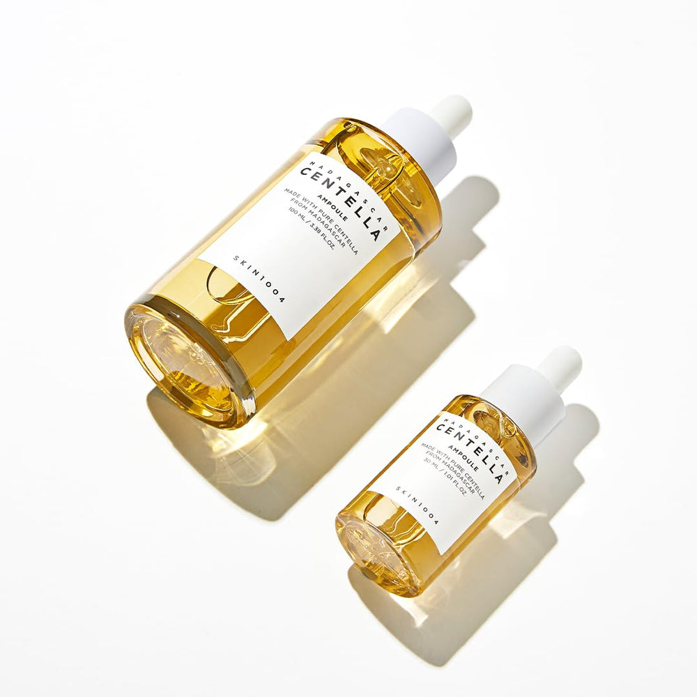 SKIN1004 Madagascar Centella Travel Kit ampoule vial showcases soothing concentrate for quick skin comfort.