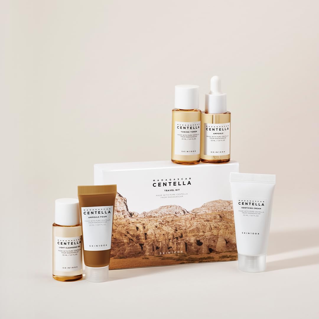 SKIN1004 Madagascar Centella Travel Kit in-pocket use demonstrates all-in-one routine on future trips.