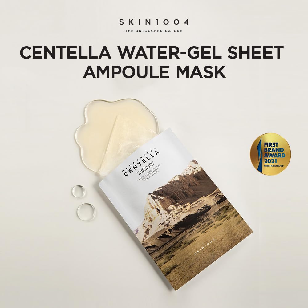 SKIN1004 Madagascar Watergel Sheet Mask being applied for cooling soothing experience.