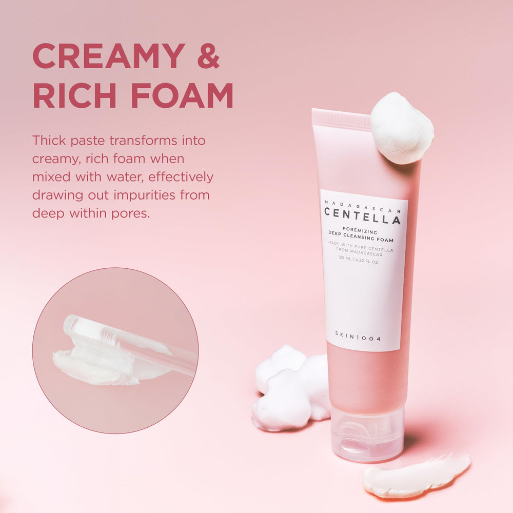 SKIN1004 makeup-removal foam texture demonstrating effective cleansing.