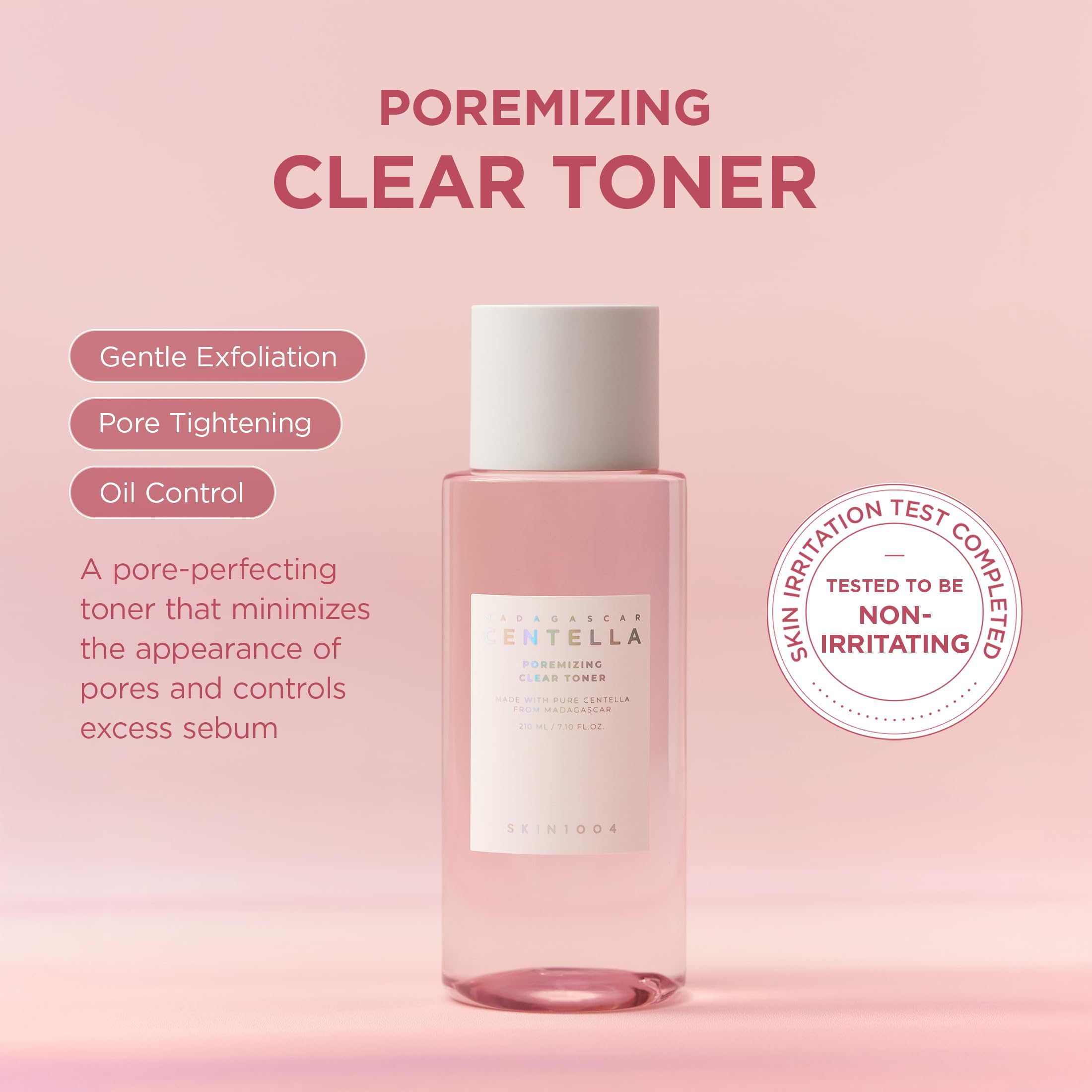 SKIN1004 Poremizing Clear Toner pink salt activation highlights impurity removal.