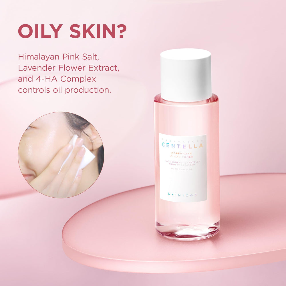 SKIN1004 Poremizing Clear Toner cotton pad application supports pore care gently.
