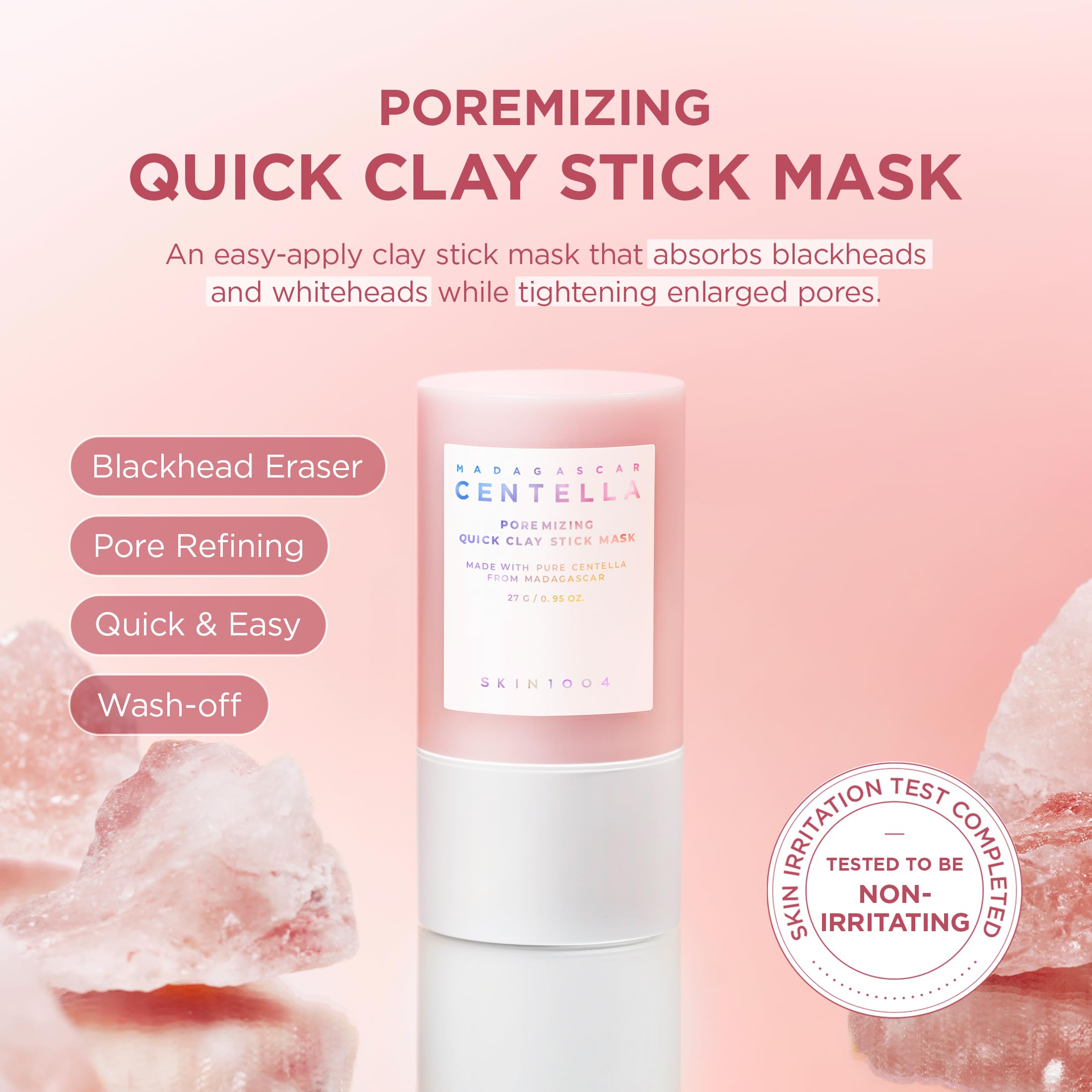 SKIN1004 Poremizing texture close-up: pink clay for smooth skin and oil control.