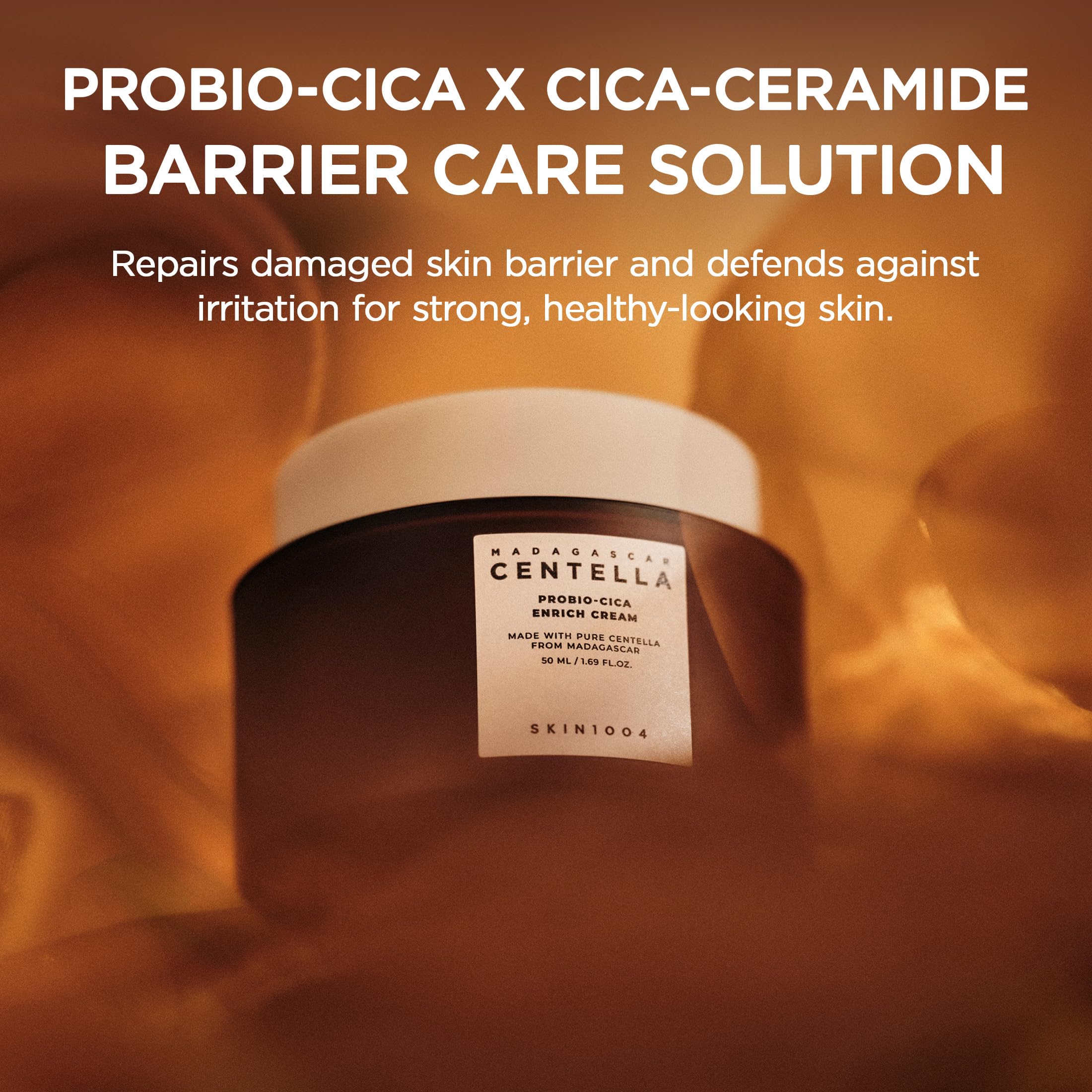 Jar shot of SKIN1004 Probio Cica Enrich Cream highlights nourishing moisture