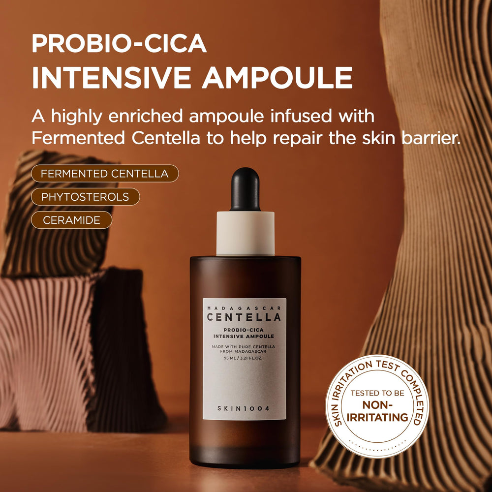 SKIN1004 Probio Cica Intensive Ampoule packaging highlights easy daily use.
