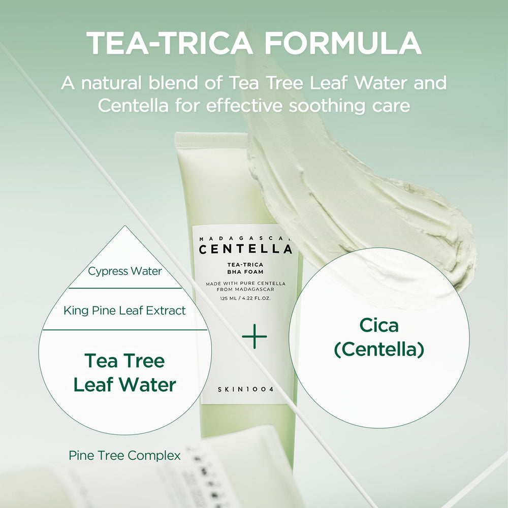 SKIN1004 Tea-Trica Foam-cacao-seed-extract highlights antioxidant notes in a gentle cleanse.