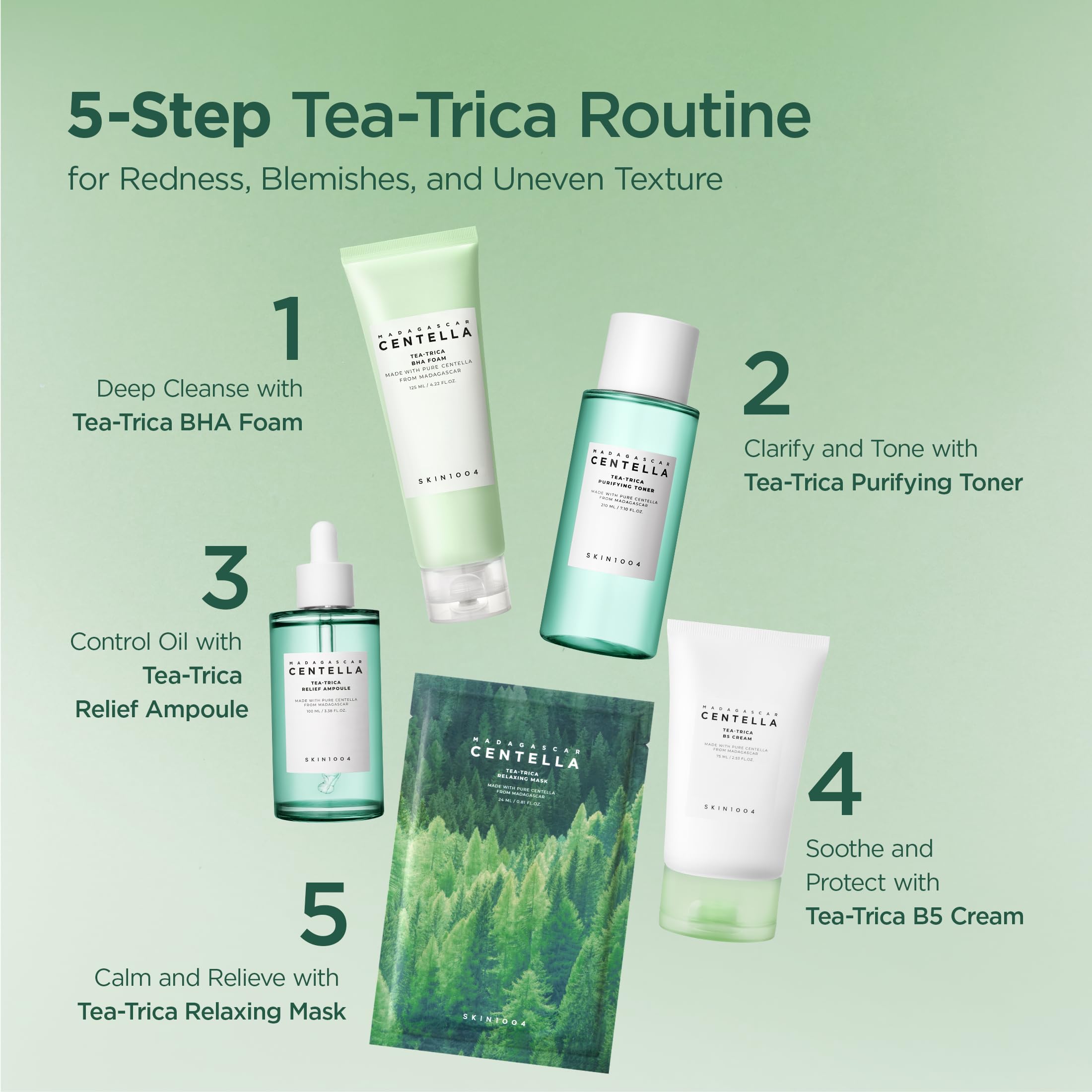 SKIN1004 Tea-Trica Foam-madagascar-origin embodies pure, gentle care inspiration.
