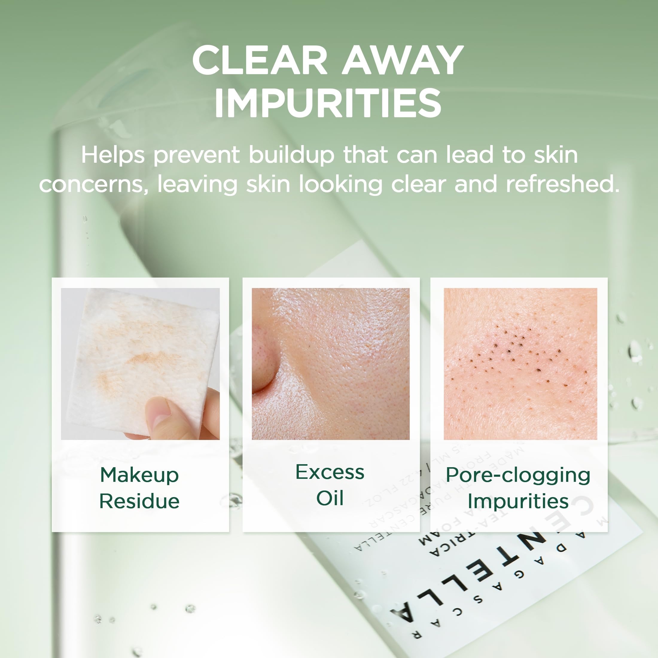 SKIN1004 Tea-Trica Foam-pine-leaf-extract emphasizes soothing botanicals for balance.