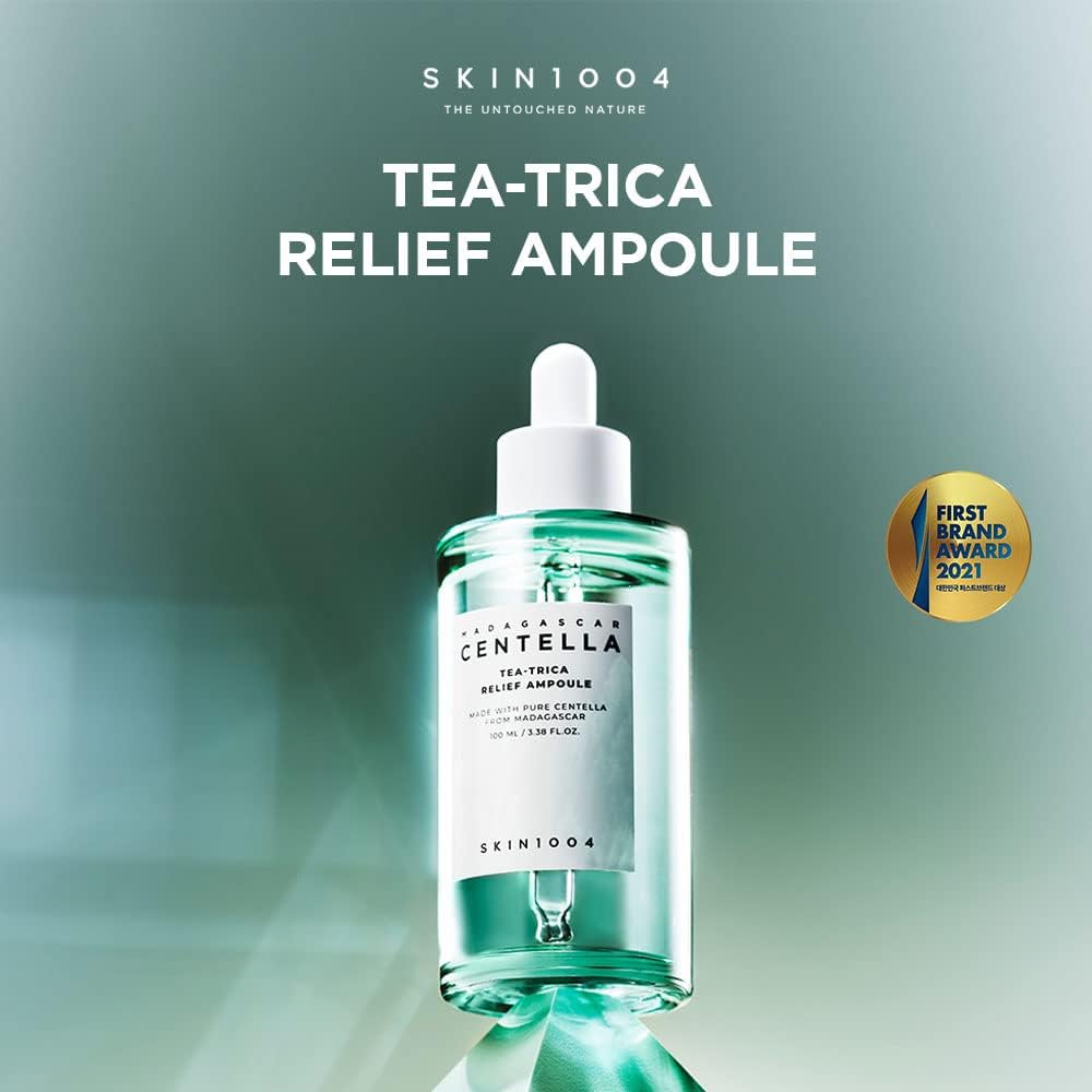 Tea-Trica Relief Ampoule bottle top view highlights compact packaging for easy use.