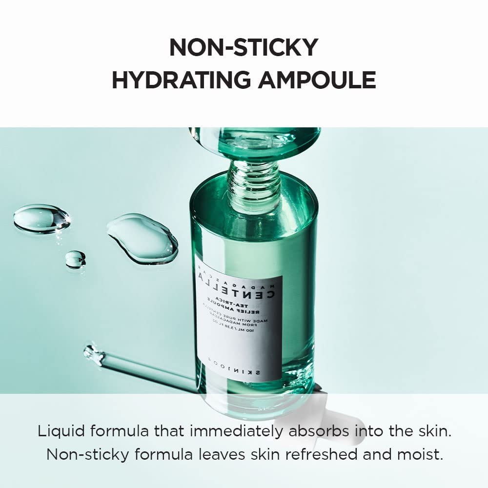 Serum drop close-up demonstrates light fast-absorbing texture ideal for daily use.