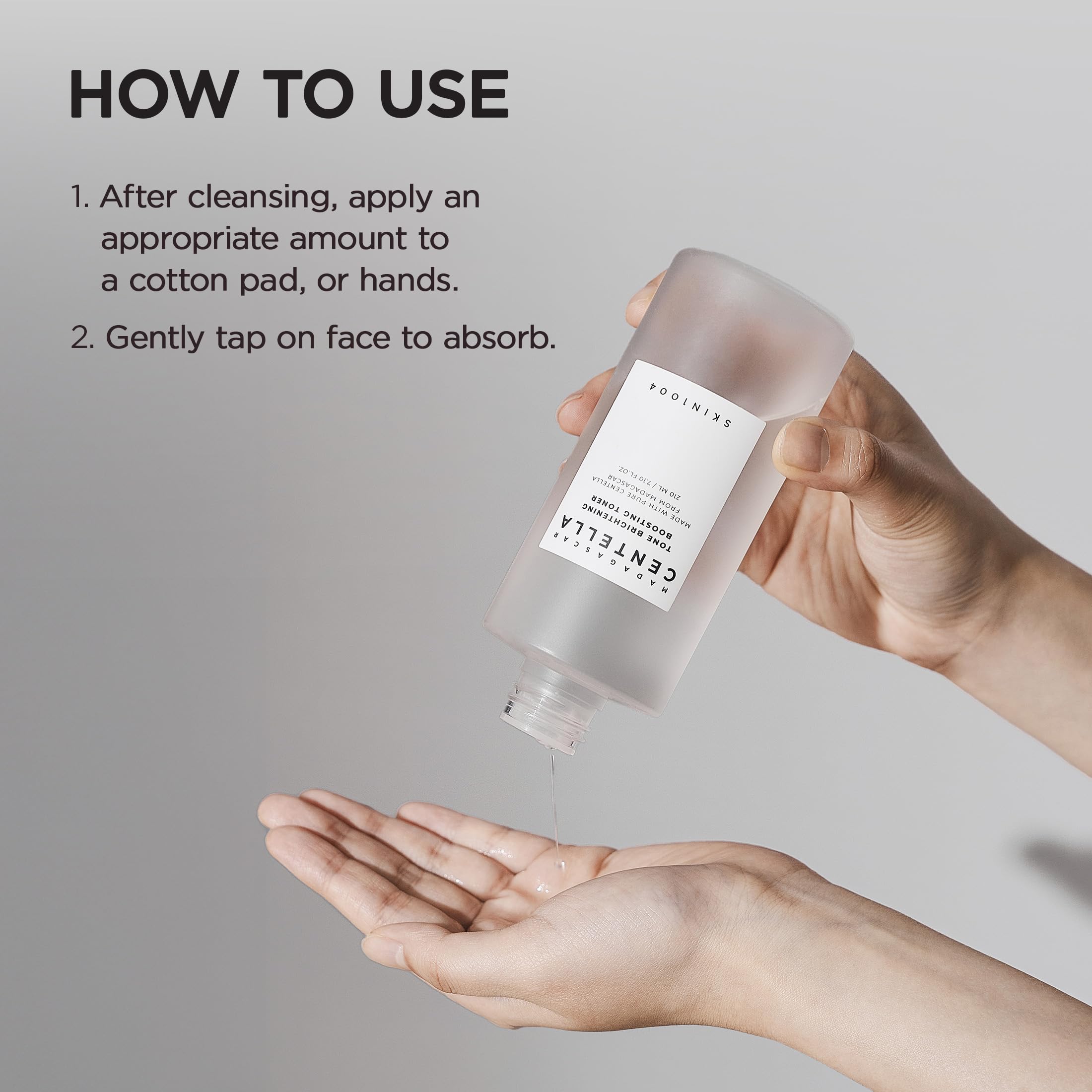 SKIN1004 Tone Glowing Toner palm-pat application for quick absorption