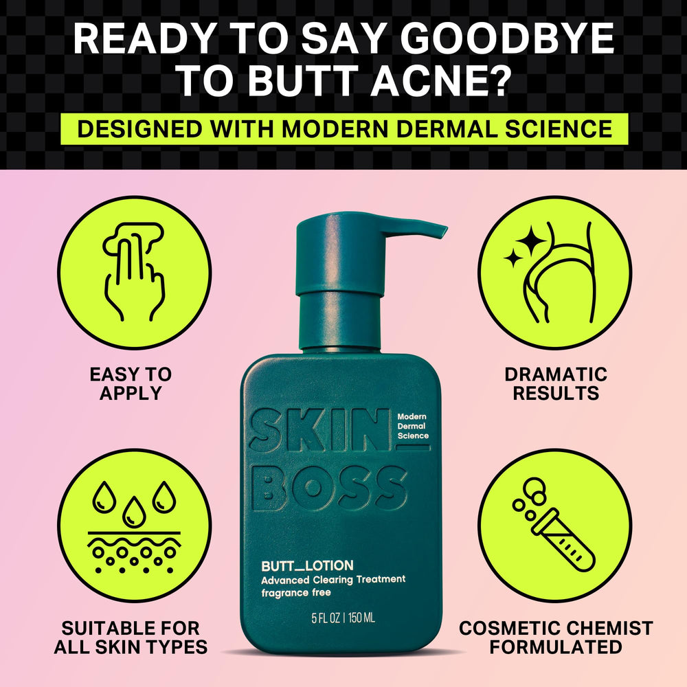 SKINBOSS Anti-Blemish Body Lotion chest-area provides quick-drying, breathable coverage.