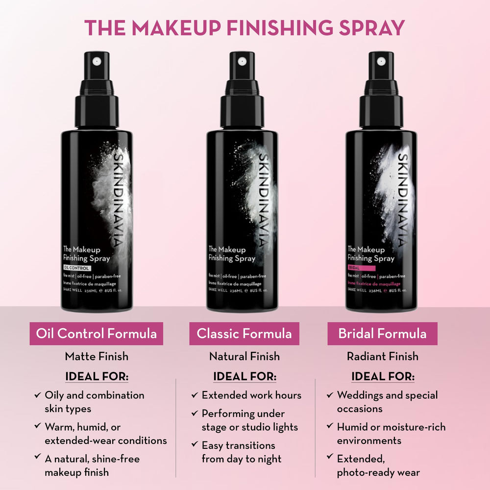 SKINDINAVIA fine mist spray application delivers lightweight breathable finish for long days.