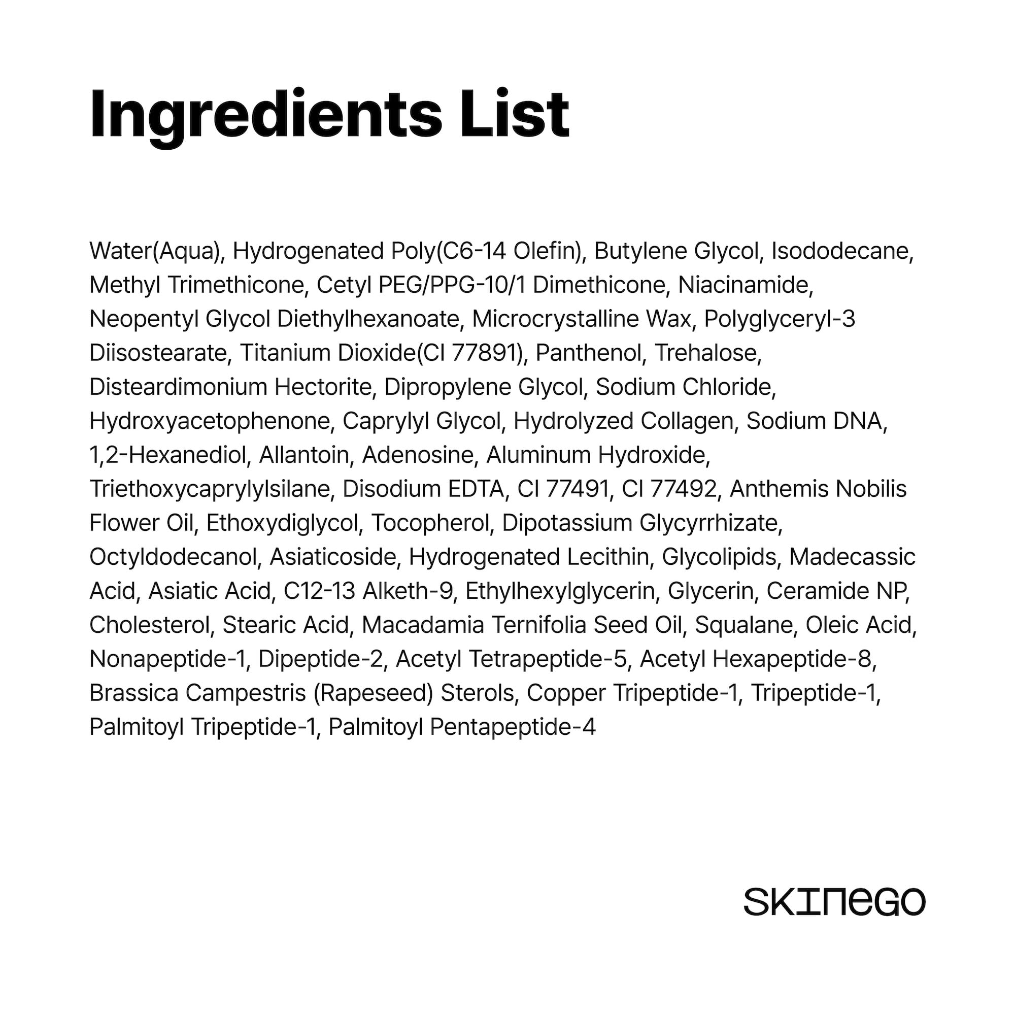 SKINEGO daily routine image suggests AM or PM skincare steps