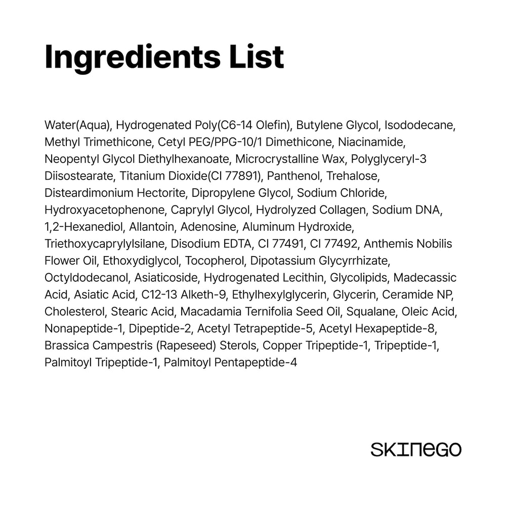 SKINEGO daily routine image suggests AM or PM skincare steps