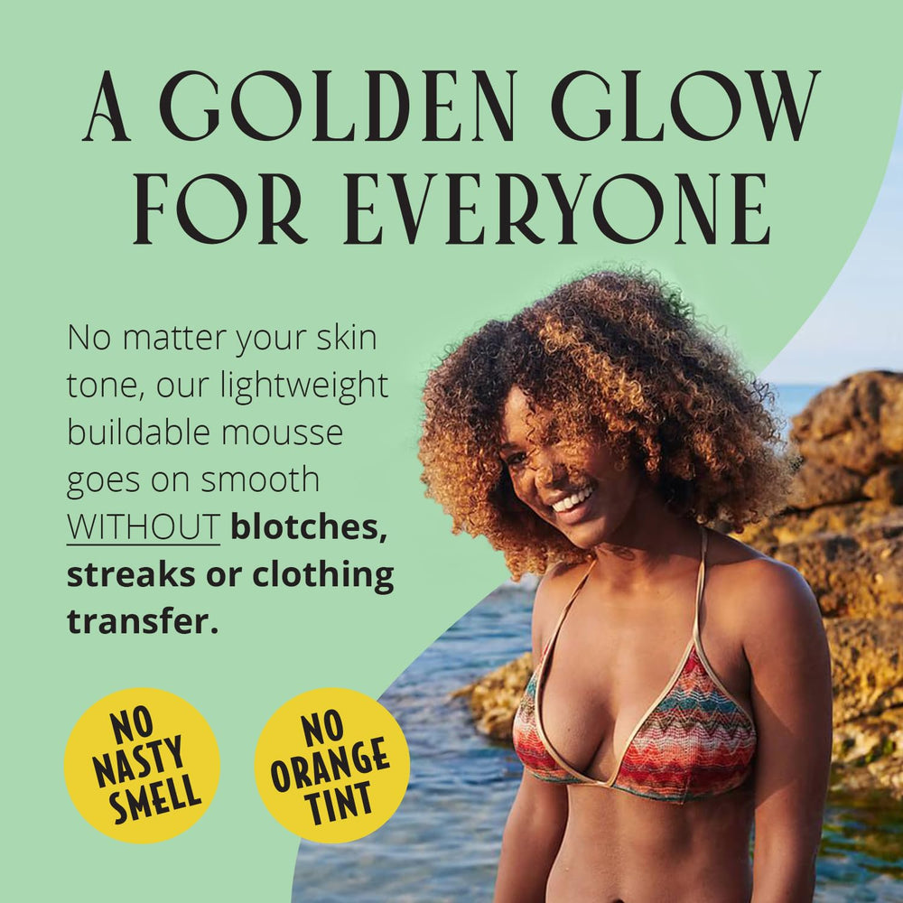 Skinerals Self Tanner Mousse dries quickly, reducing transfer and mess.