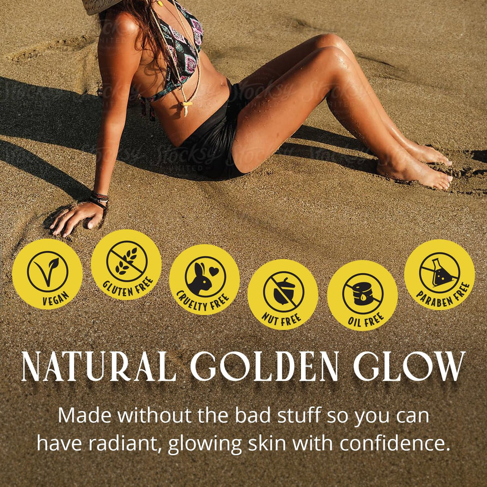 Skinerals Self Tanner Mousse applied to face and body for natural color buildup.
