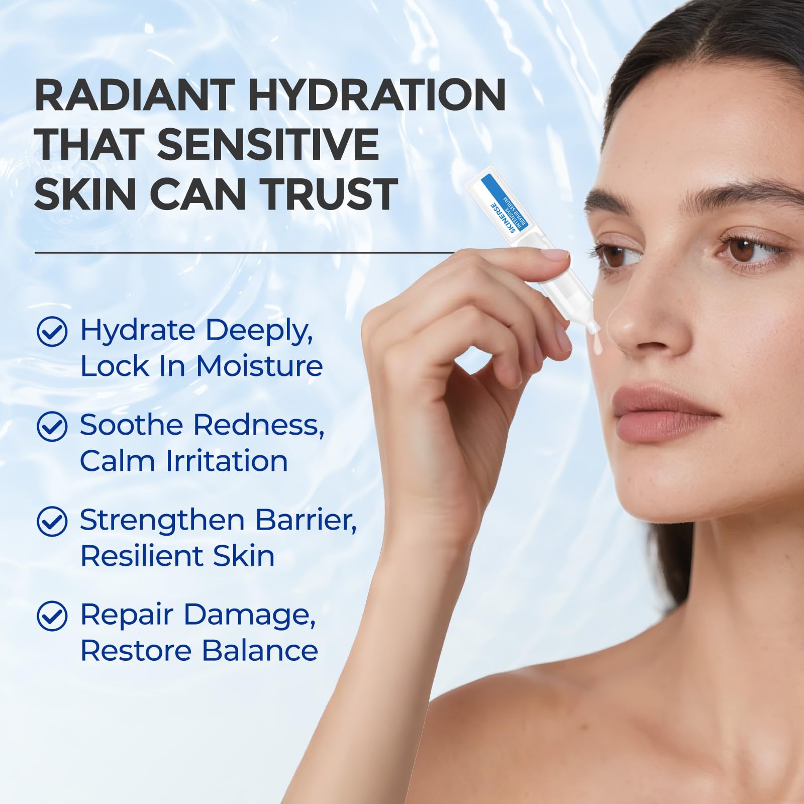 SKINERSE Intensive Repair Serum ceramides-centella ingredient highlight emphasizes barrier support.