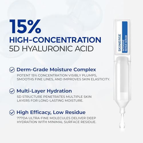 SKINERSE Intensive Repair Serum silky-swirl texture shows lightweight, non-sticky finish.