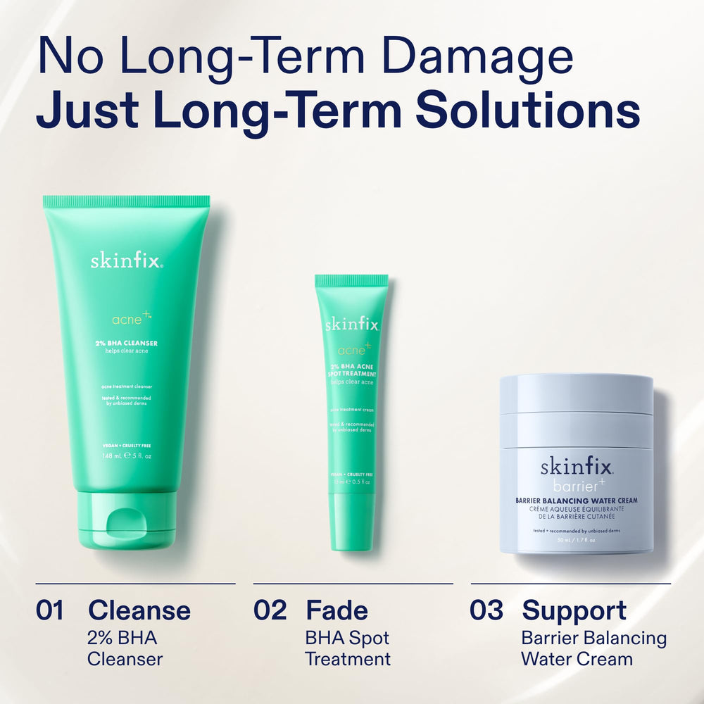 Skinfix 2% BHA Spot Treatment vegan cruelty-free icon beside product benefits.