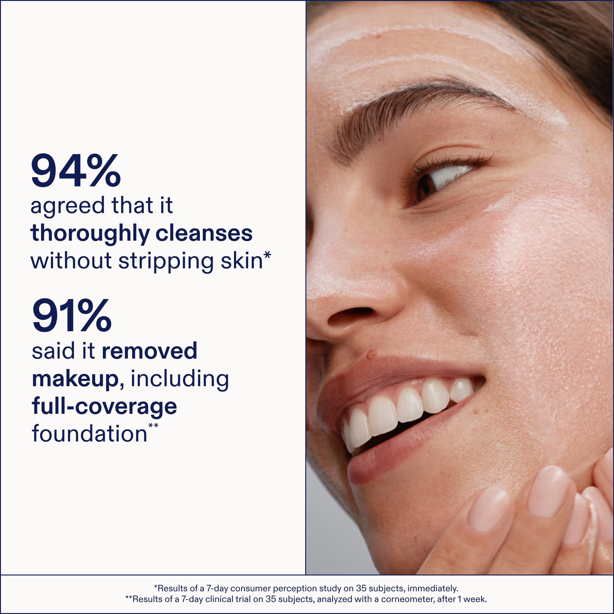 Skinfix ceramide + ectoin gel cleanser mini hand applying lather for makeup and SPF removal.
