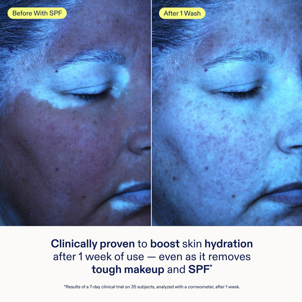 Skinfix ceramide + ectoin gel cleanser mini label closeup highlighting fragrance-free formula.