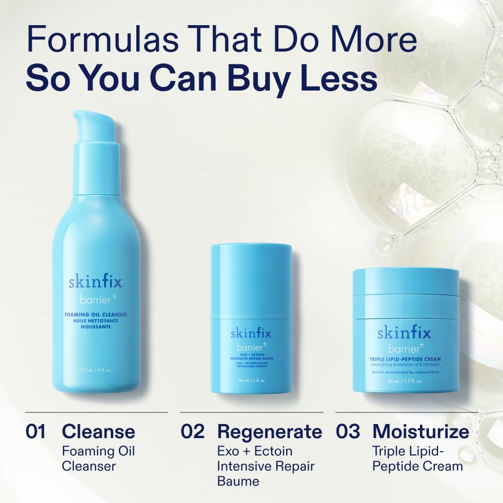 Skinfix Exo + Ectoin Intensive Repair Baume dispenser close-up shows easy pump application.