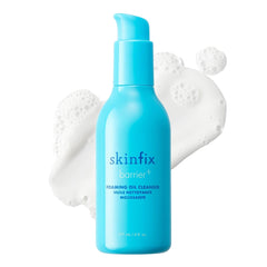 Skinfix foaming oil cleanser bottle highlights fragrance-free hydration for sensitive skin.