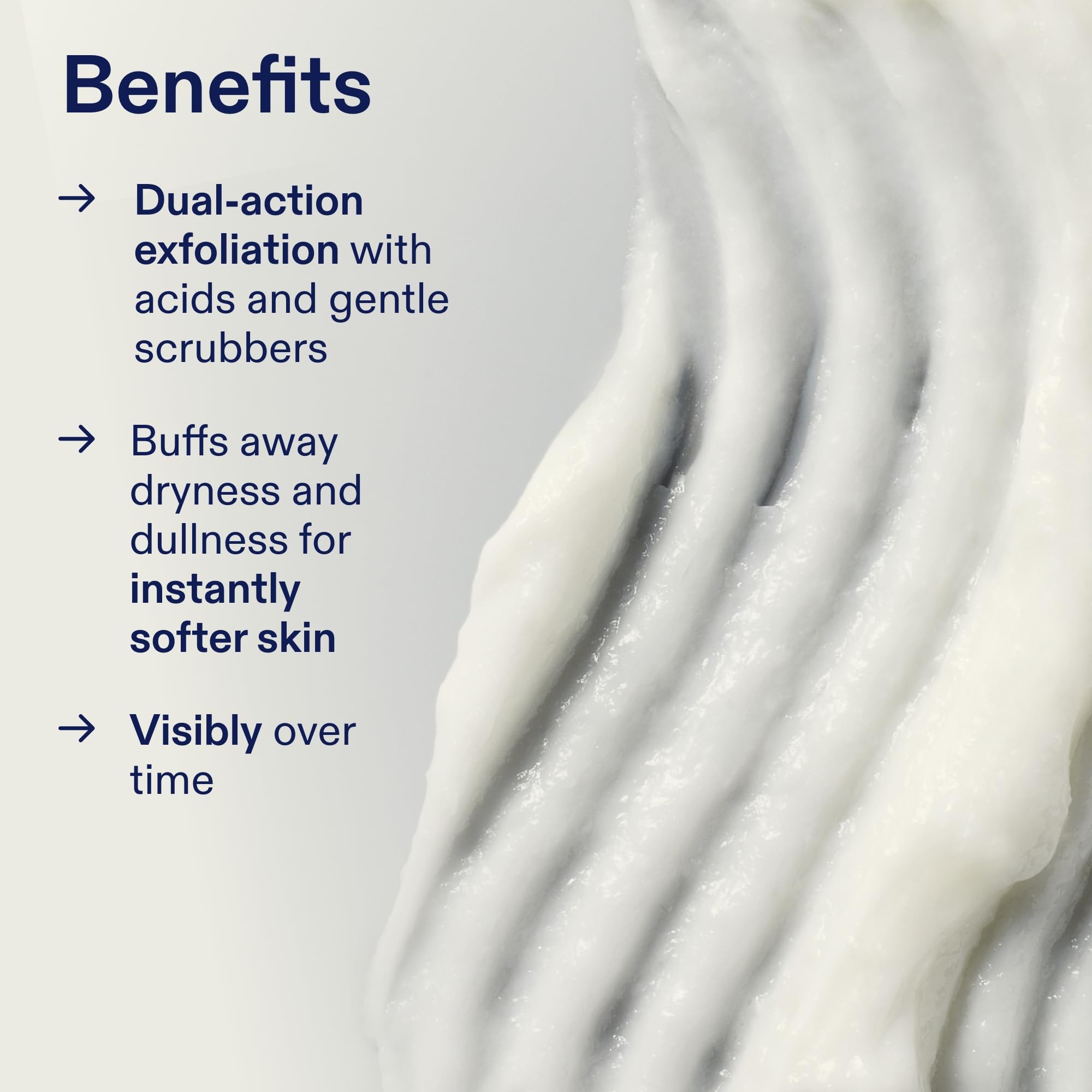 Skinfix Glycolic Renewing Scrub hands applying to dry skin demonstrates deep-contact exfoliation