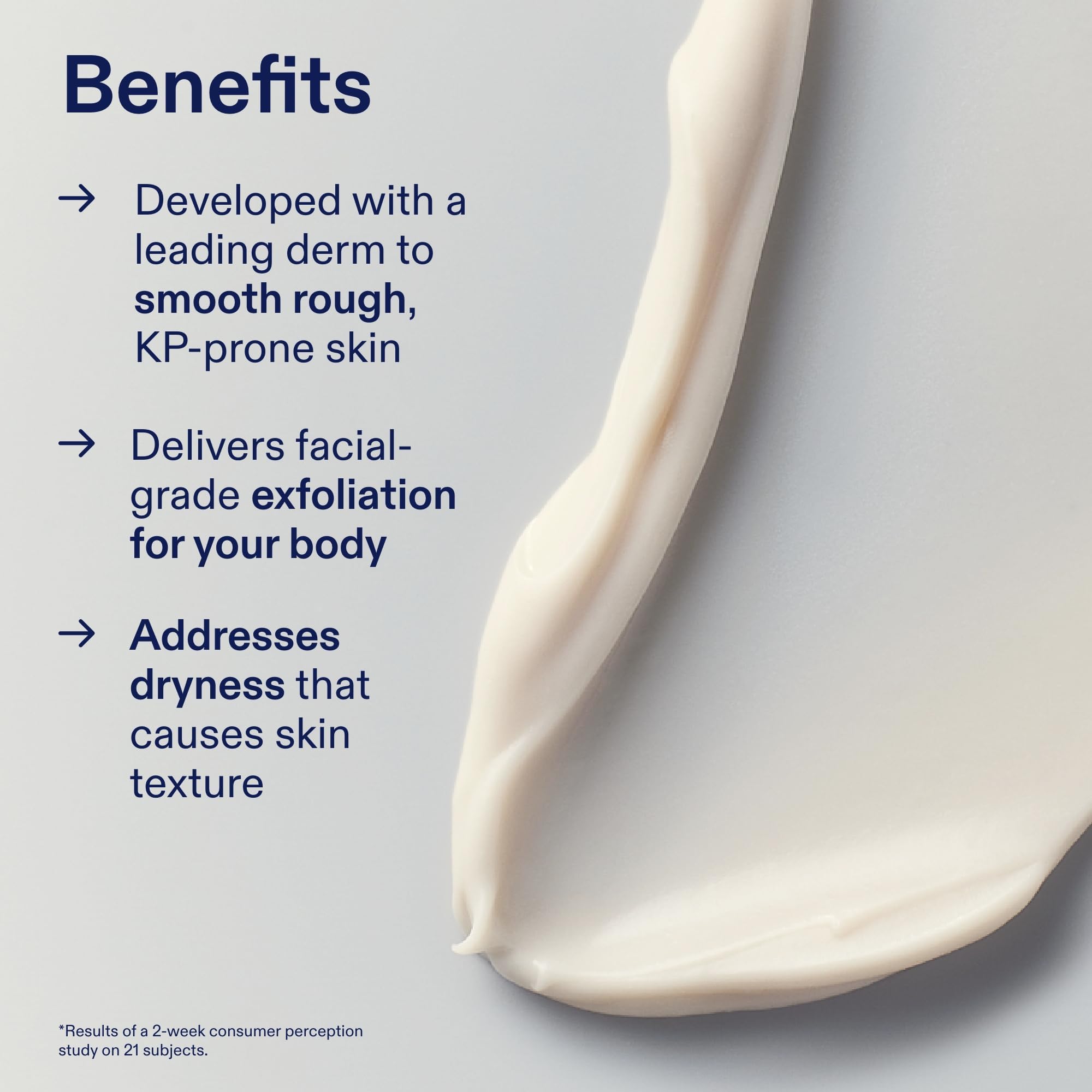 Skinfix KP+PsO clinical results panel references improved texture.