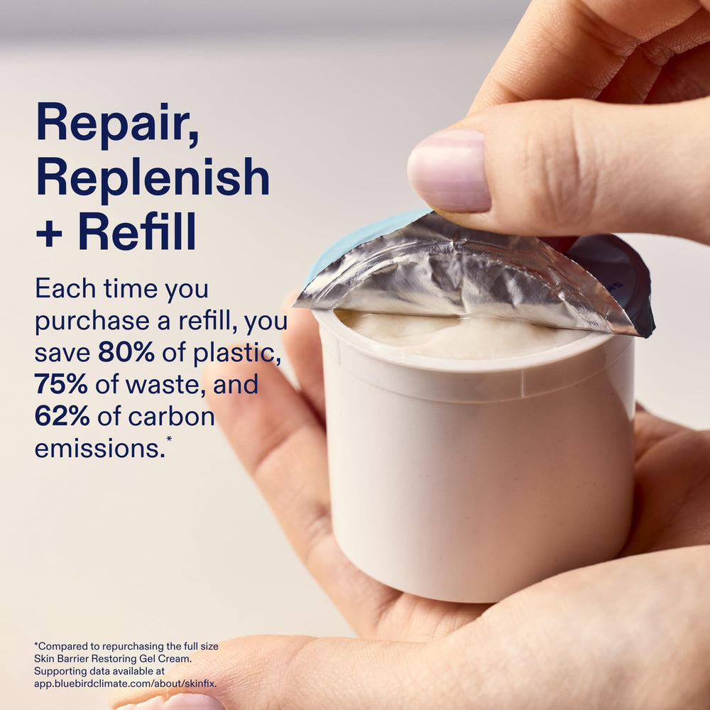 Skinfix Skin Barrier Restoring Gel Cream fragrance-free label promotes sensitive-skin comfort.