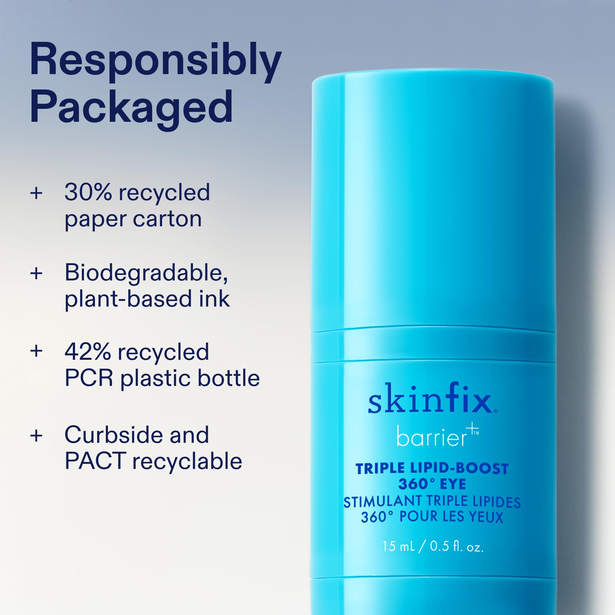 Skinfix Triple Lipid-Boost 360 Eye vegan cruelty-free seal reinforces ethical skincare.