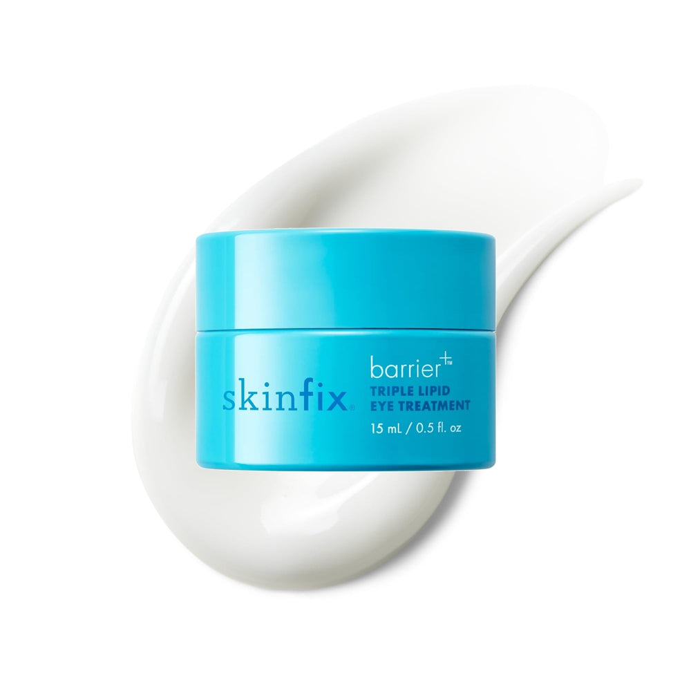 Skinfix Triple Lipid Eye Treatment bottle with soothing gel texture for puffiness reduction.