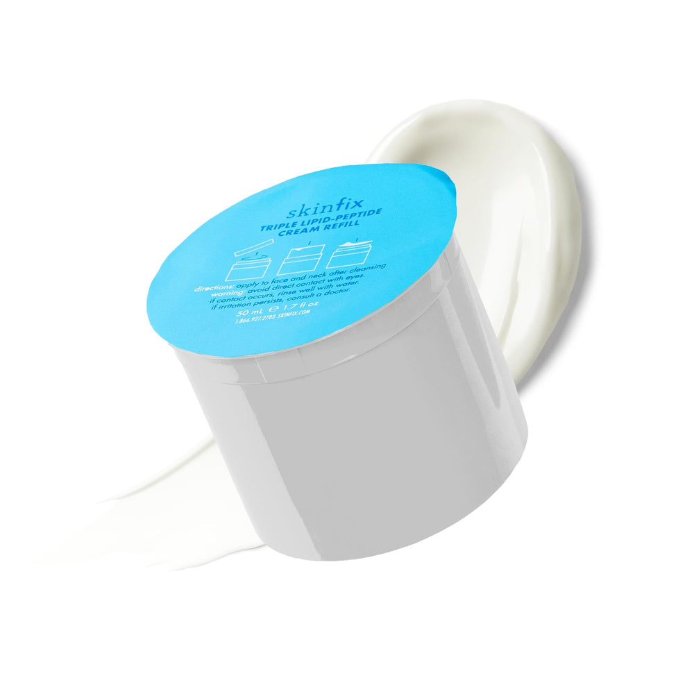 Skinfix Triple Lipid-Peptide Cream Refill packaging shown for daily hydration and barrier support