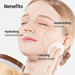 SKINFOOD 1957 carrot carotene calming water pads application—efficient toner step for daily skincare routine.