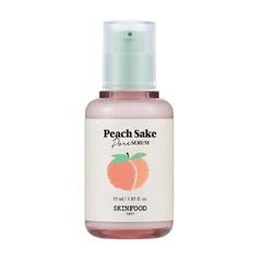 SKINFOOD 1957 Peach Sake Serum bottle shows pore-minimizing formula for oily skin