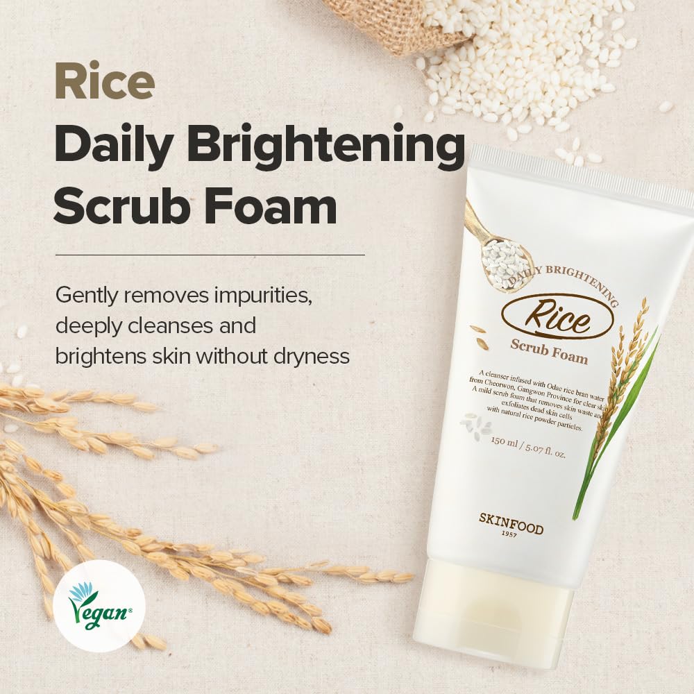 SKINFOOD 1957 Rice Daily Scrub Foam with rice bran water for nourishing cleansing