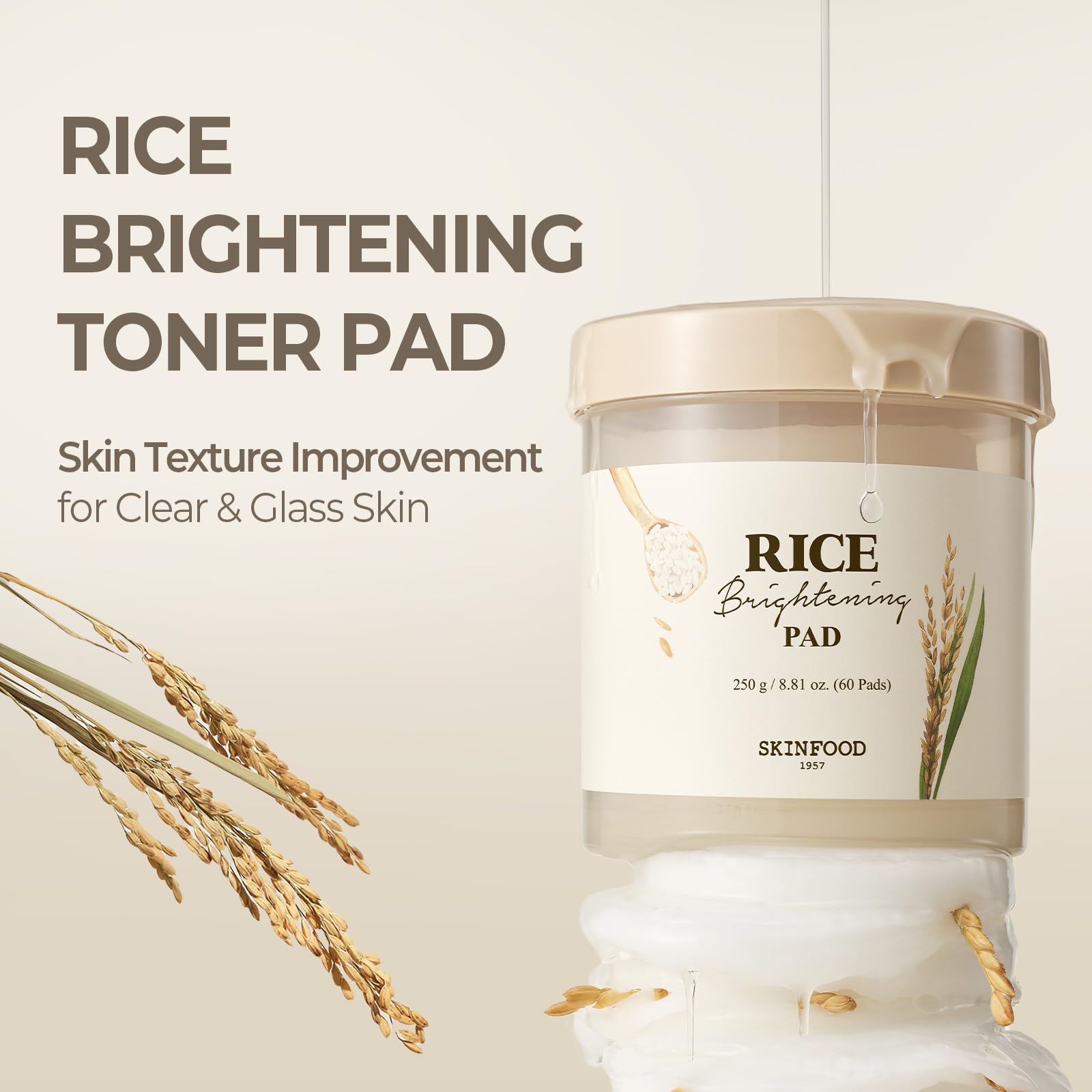 SKINFOOD 1957 Rice Toner Pad milky-essence closeup balanced texture