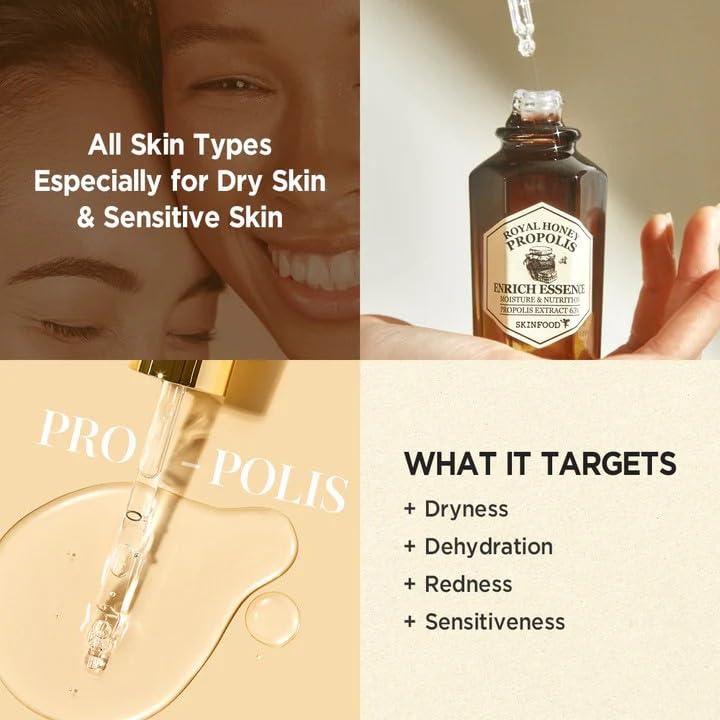 SKINFOOD 1957 Royal Honey Propolis Enrich Essence daily routine application