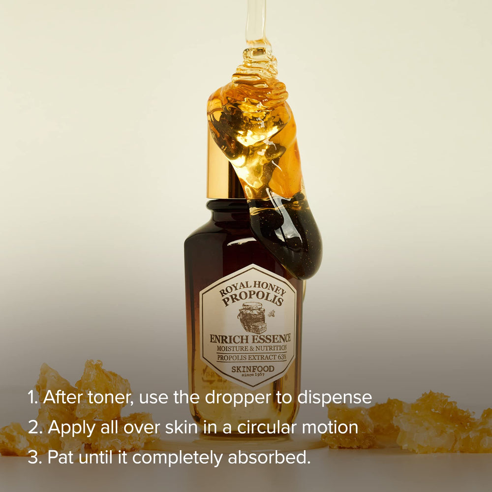 SKINFOOD 1957 Royal Honey Propolis Enrich Essence hero bottle on white